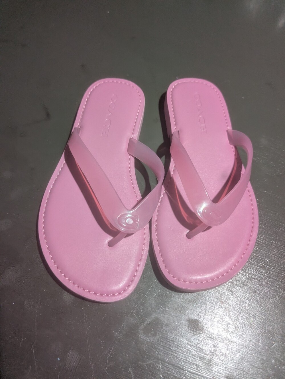 Coach Brianna Pink Translucent Rubber Flip Flop In Fuchsia NWT Size 6